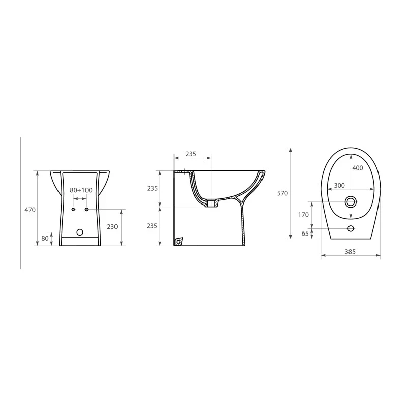 Bidet a terra Goman Open in ceramica bianca Bidet disabili