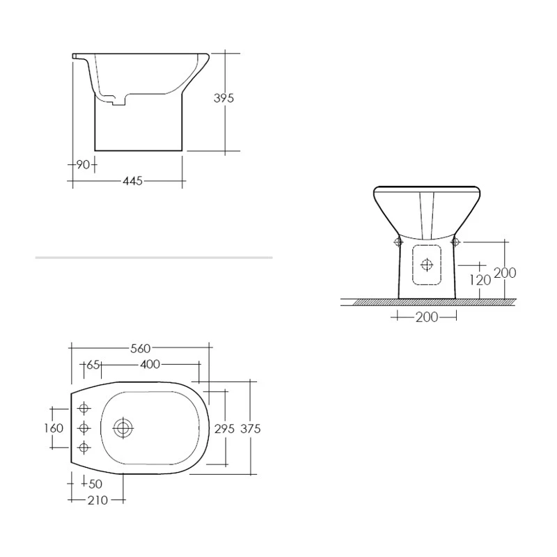 Bidet a Terra Touring Rak Ceramics in Ceramica Bianca