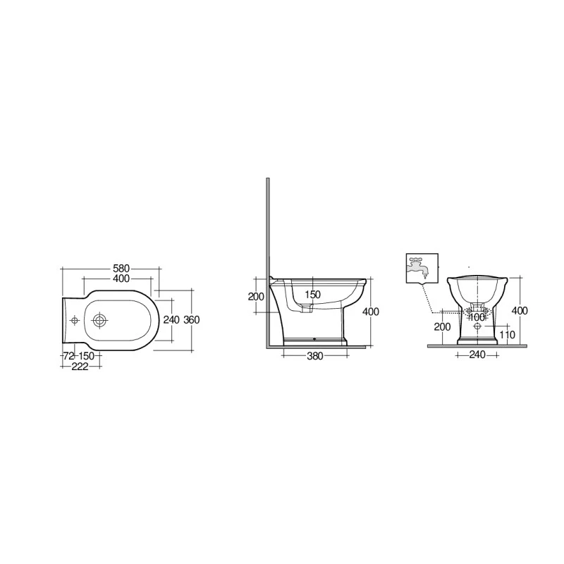 Bidet a pavimento Rak Ceramics Washington in ceramica