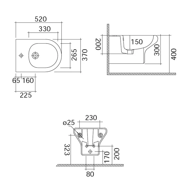 Bidet sospeso Idrobric Touring in ceramica bianca