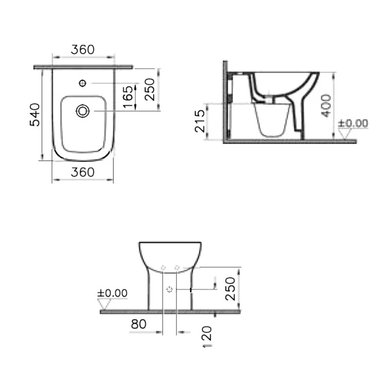 Bidet filo muro Vitra S20 in ceramica bianca ottone cromato