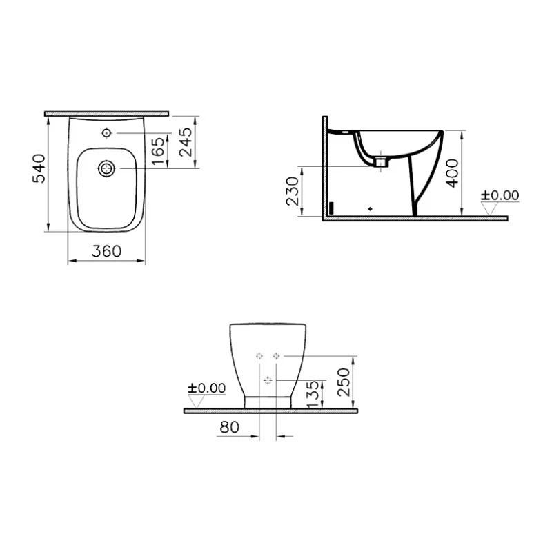 Bidet a pavimento filo muro Vitra Shift in ceramica