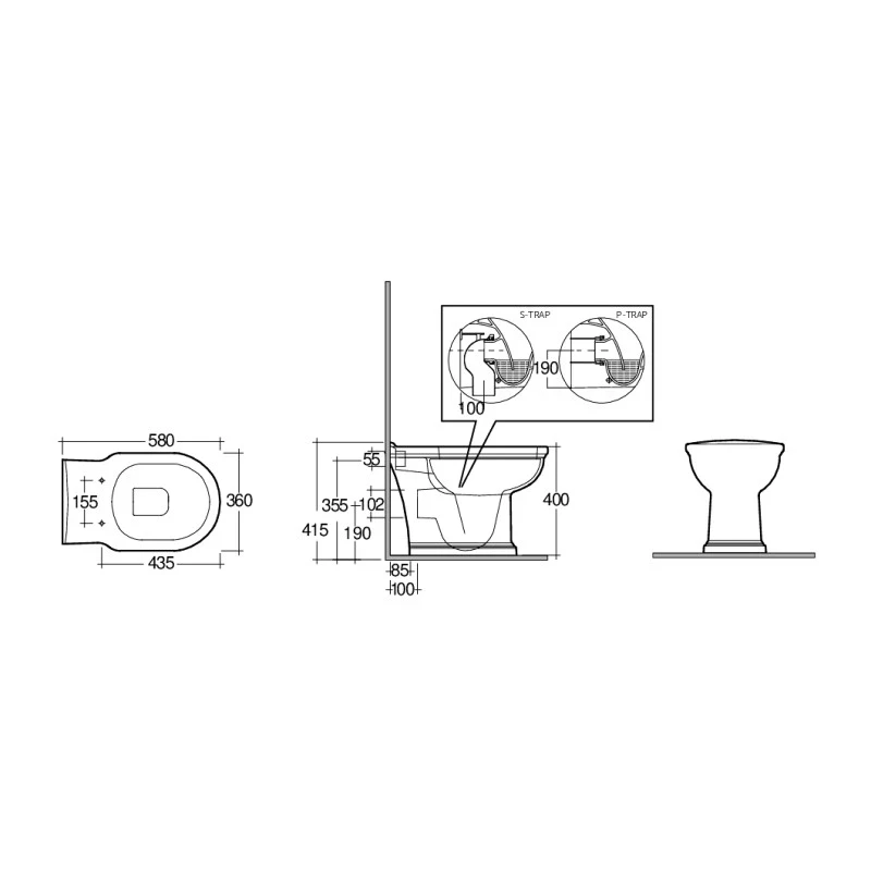 Vaso WC a pavimento o parete Rak Ceramics Washington