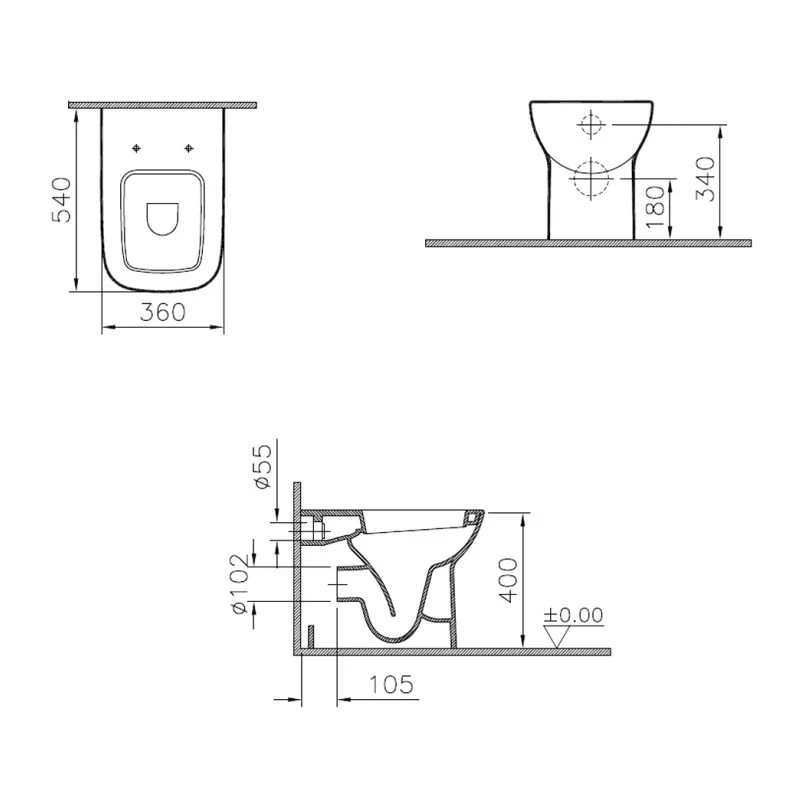 Vaso filo muro Vitra S20 in ceramica bianca Wc a filomuro