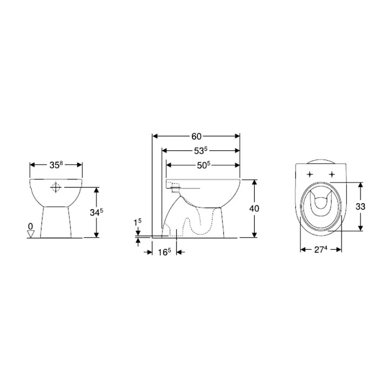 Vaso a pavimento Geberit Selnova ceramica scarico verticale