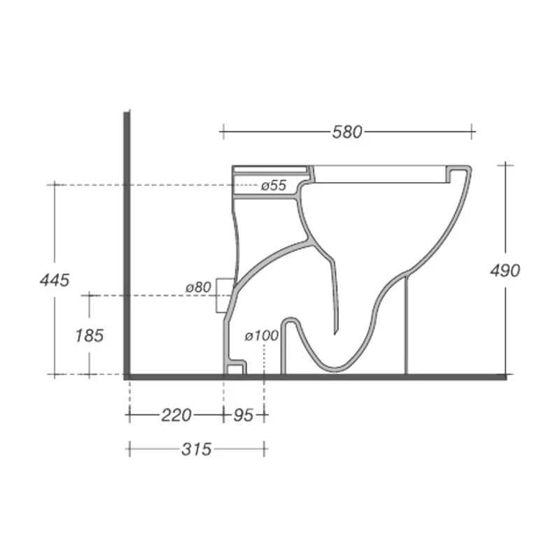 Vaso a scarico a parete Idrobric per terza età 58x38 cm