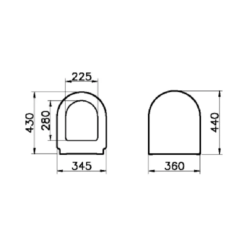 Sedile wc Vitra Zentrum con cerniere cromate | 36x44 cm
