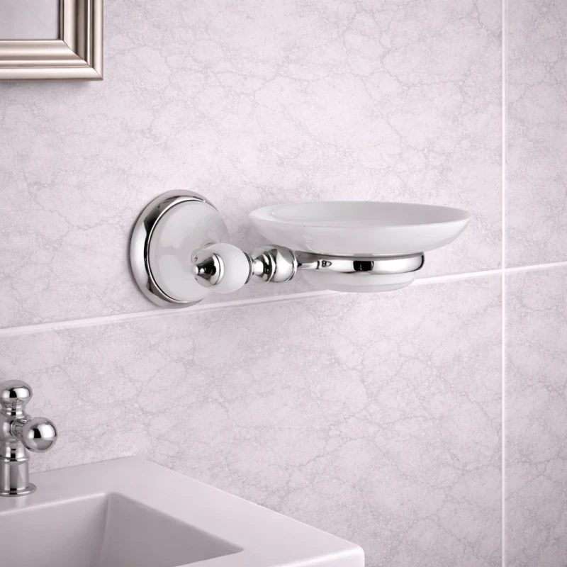 Portasapone a muro Remer Epoca in ottone e ceramica