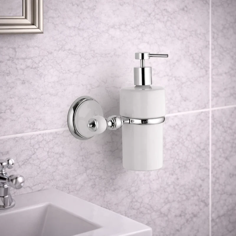 Dispenser sapone a muro Remer Epoca in ceramica bianca