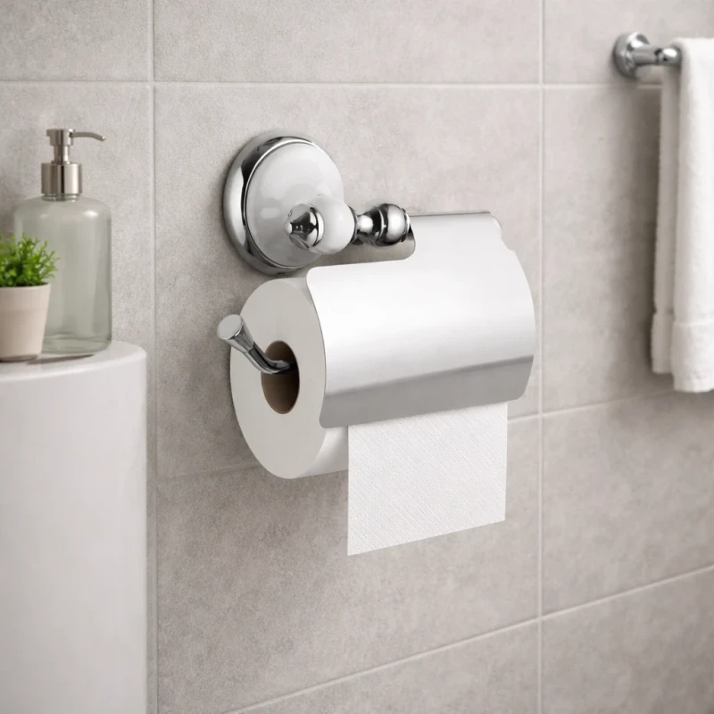 Portarotolo cromato Remer Epoca in ottone con coperchio