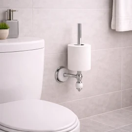 Portarotolo cromato sabbiato Remer Epoca per bagno elegante
