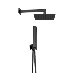 Set doccia nero opaco braccio quadro completo