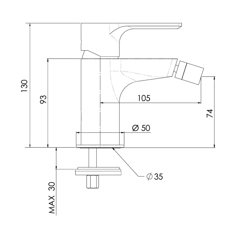 Miscelatore bidet inox senza scarico Energy