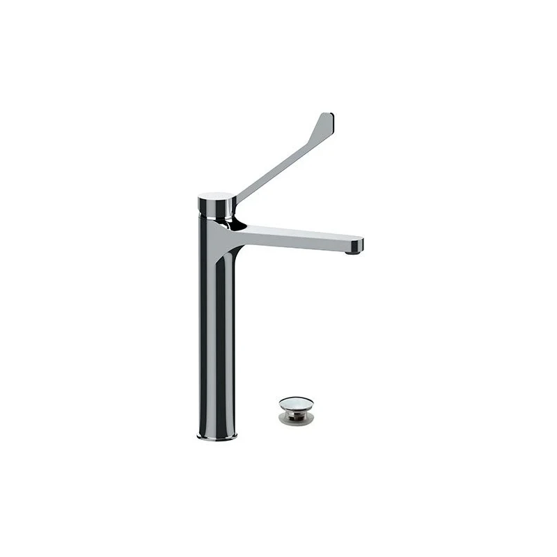 Miscelatore alto "XL" per lavabo con scarico click-clack, troppo pieno e leva clinica