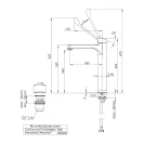 Miscelatore alto "XL" per lavabo con scarico click-clack, troppo pieno e leva clinica
