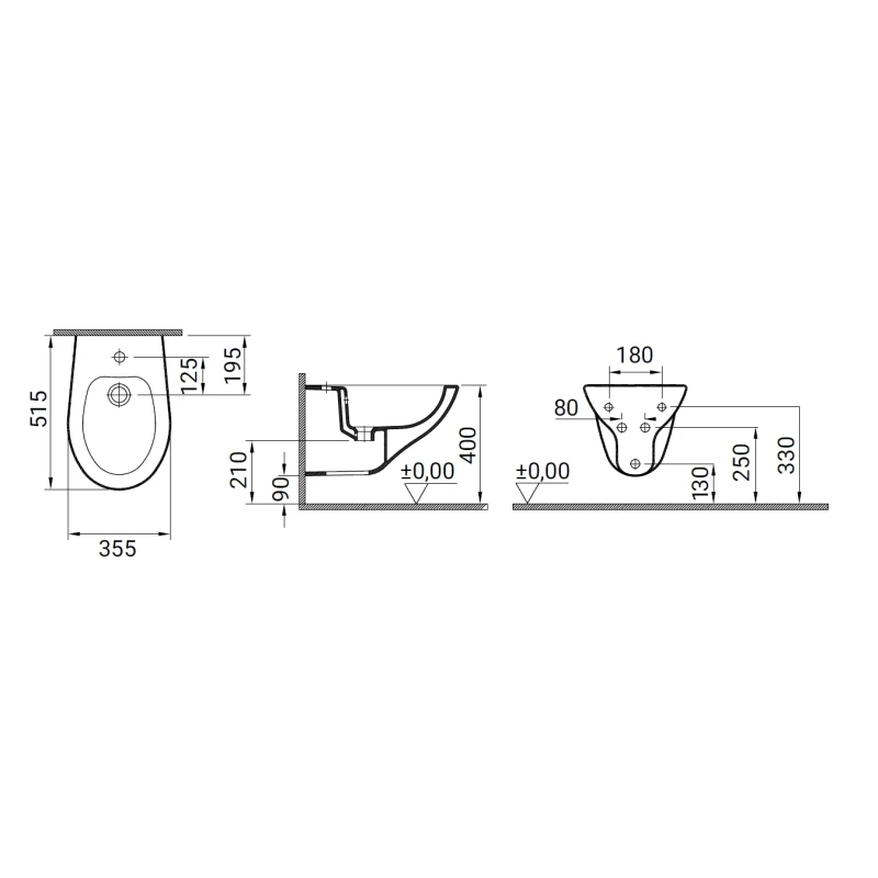 Bidet sospeso Vitra Normus in ceramica bianca