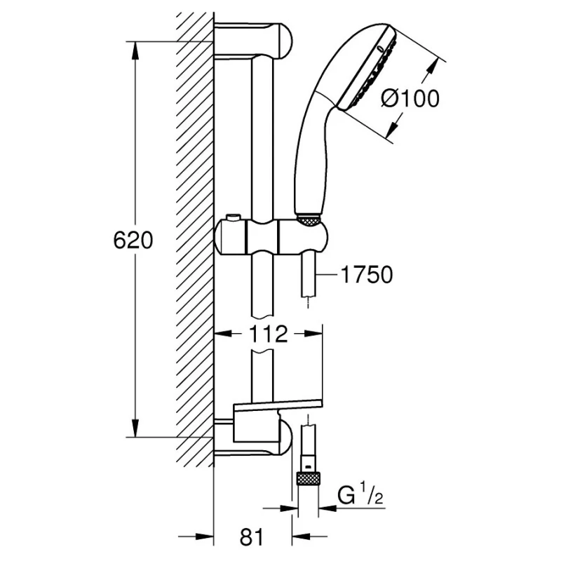Saliscendi doccia New Tempesta Grohe in cromo - 600mm