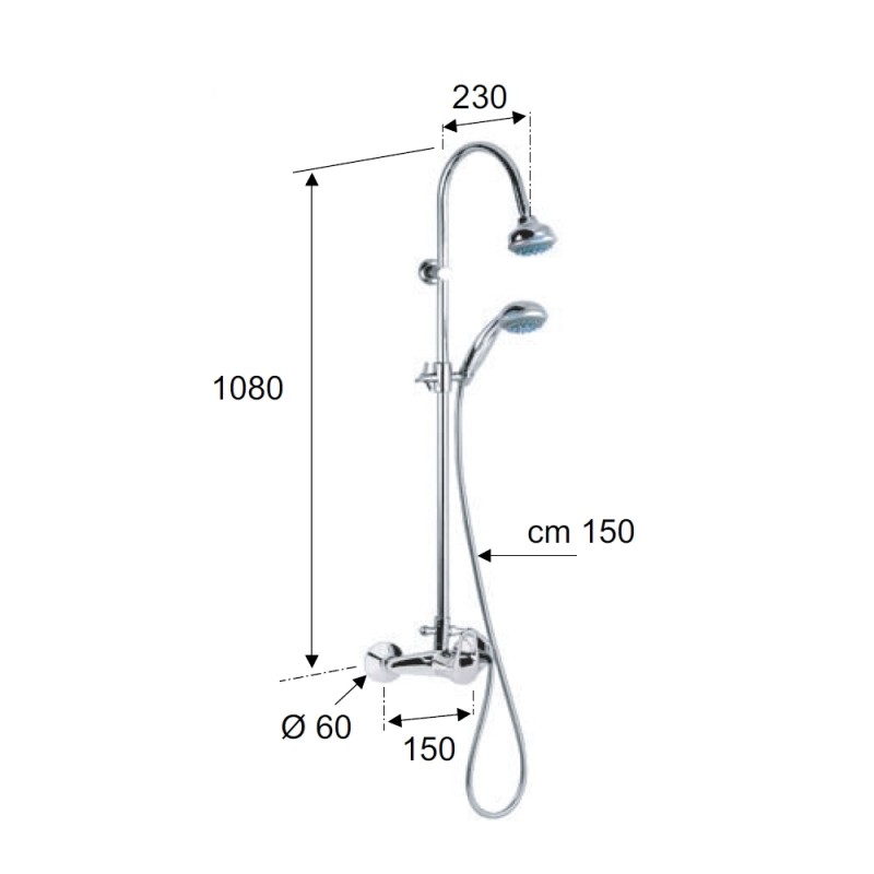 Colonna doccia con saliscendi - serie remix Remer R37