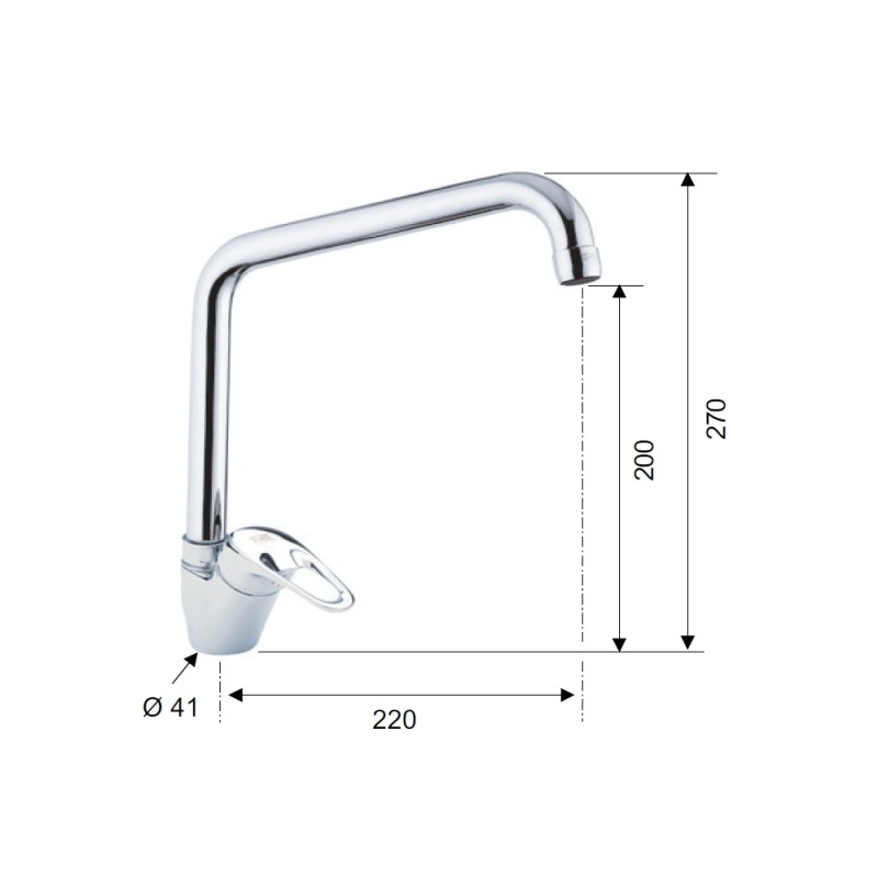 Rubinetto lavello con bocca alta a u girevole - serie remix Remer R42U