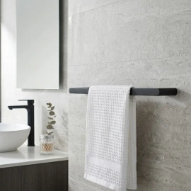Porta salviette, in metallo, nero opaco, 60 cm