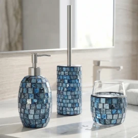Set accessori bagno blu mosaico Crystal Aquasanit