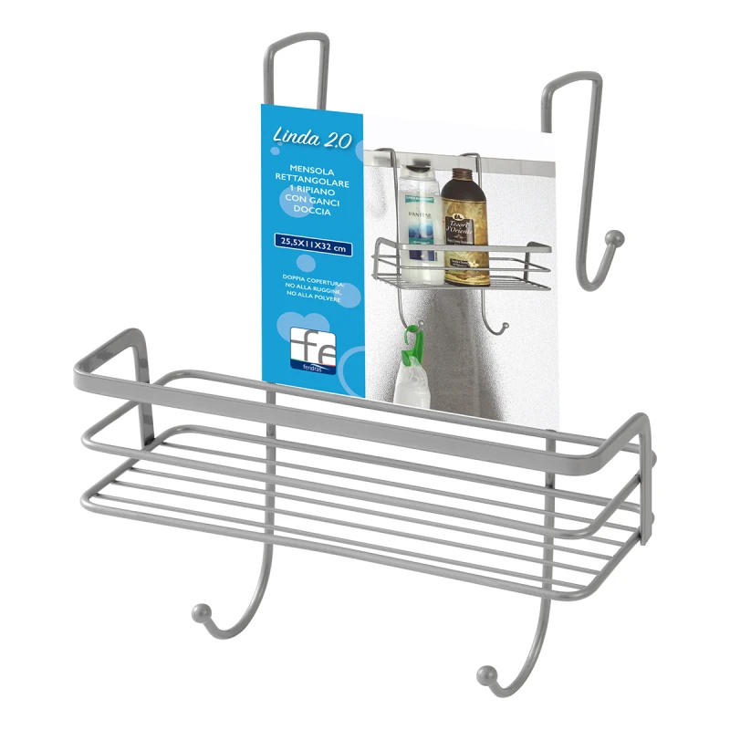 Mensola bagno FERID cromo-satinato 1 ripiano