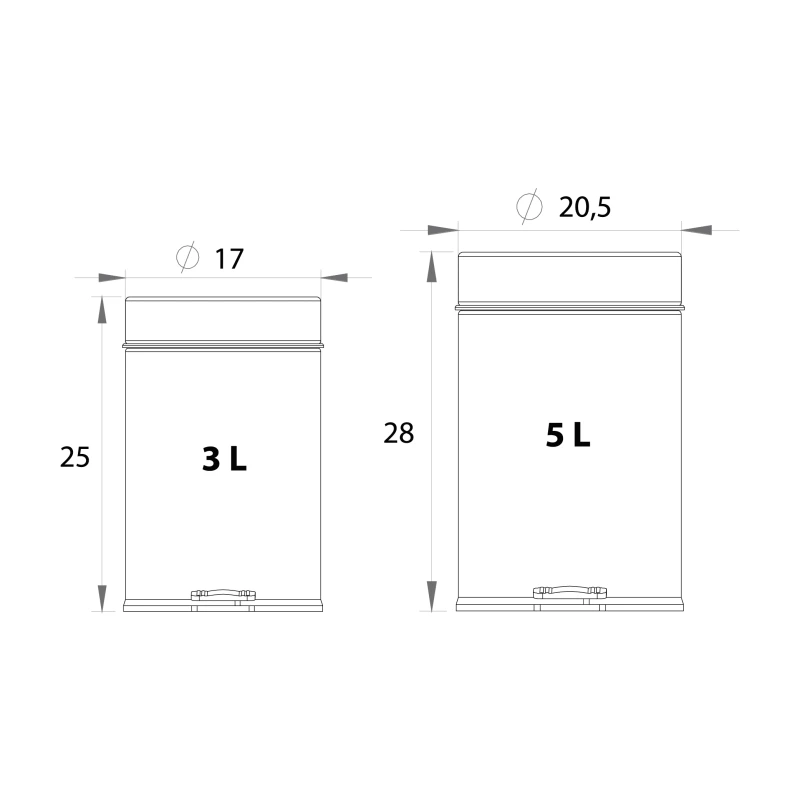 Pattumiera Fresia DH 3 lt in acciaio inox
