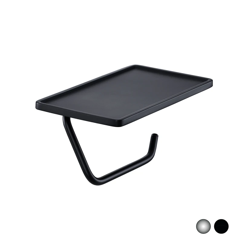 Porta rotolo DH Nero opaco con base porta smartphone