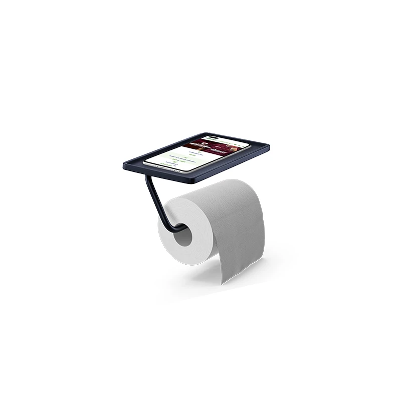 Porta rotolo DH Nero opaco con base porta smartphone