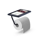 Porta rotolo DH Nero opaco con base porta smartphone