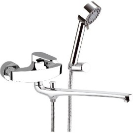 Rubinetto lavabo/vasca con canna fusa e deviatore, con kit doccia serie class line Remer L49