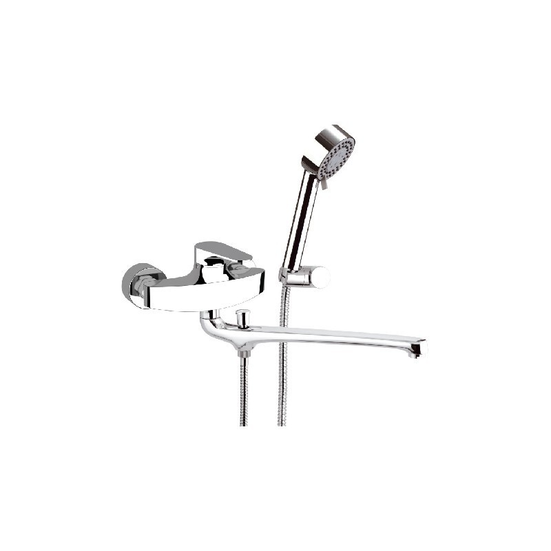 Rubinetto lavabo/vasca con canna fusa e deviatore, con kit doccia serie class line Remer L49