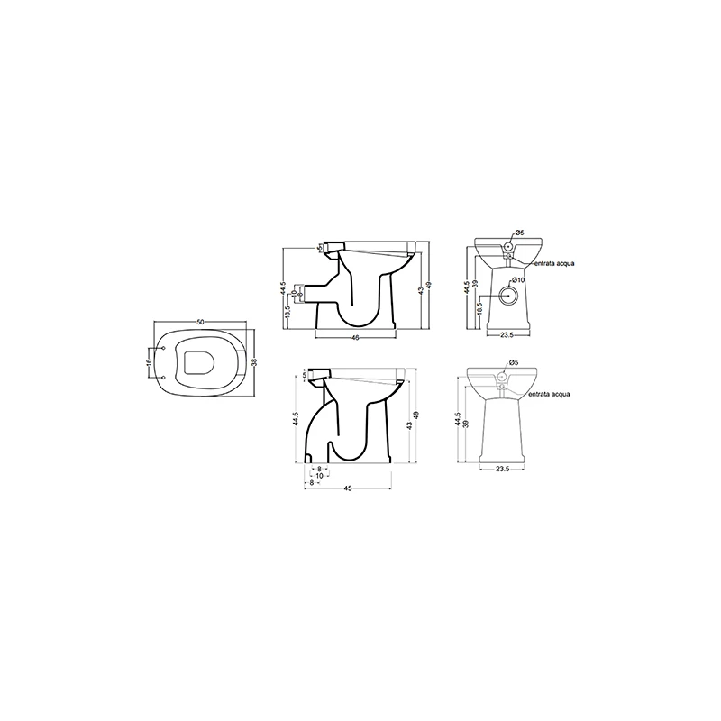 Vaso/Bidet disabili DH in ceramica scarico a muro
