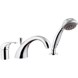 Rubinetto bordo vasca con deviatore, bocca pesante fusa e doccetta - serie project Remer P07