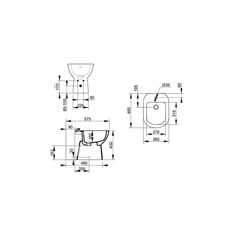 Bidet a terra Gemma 2 DOLOM in ceramica