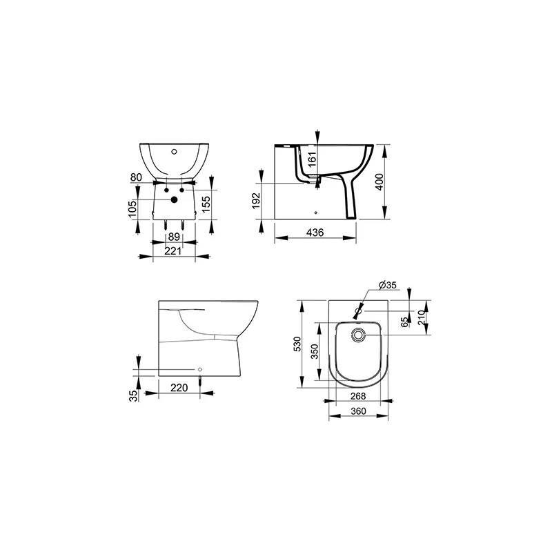 Bidet filo muro DOLOM BTW Gemma 2 - bianco