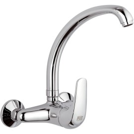 Rubinetto lavello a muro con leva frontale e bocca alta girevole - serie project Remer P43