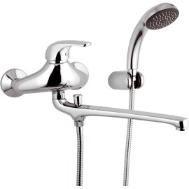 Rubinetto lavabo/vasca con bocca fusa lunga e kit doccia - serie project Remer P49