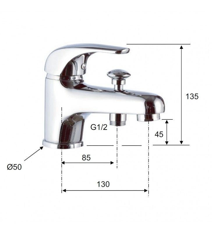 Rubinetto lavabo/vasca con deviatore integrato - serie project Remer P04