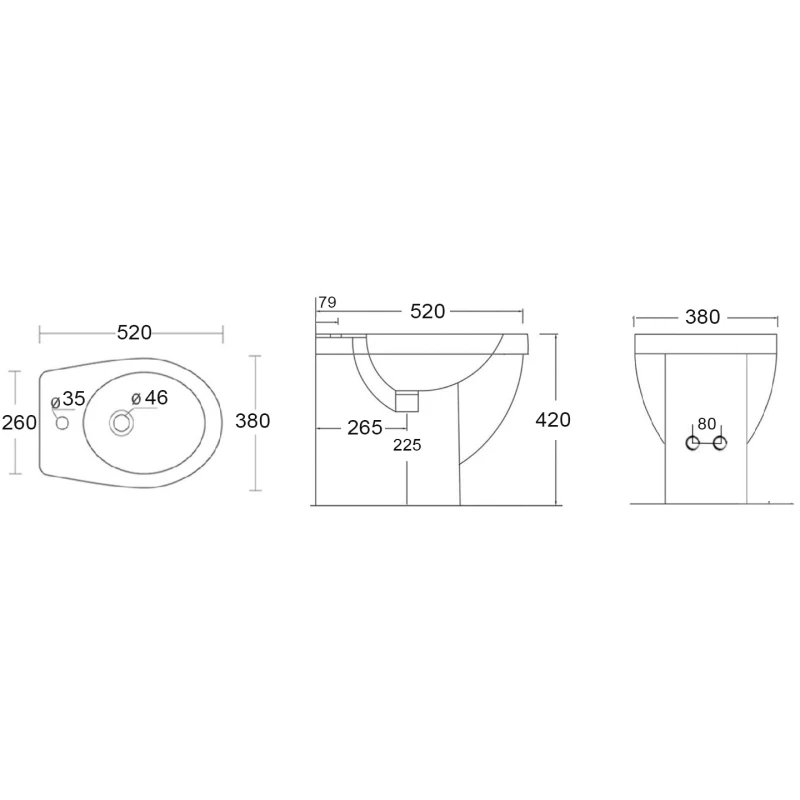 Bidet filo muro LINPH Serie KING in ceramica
