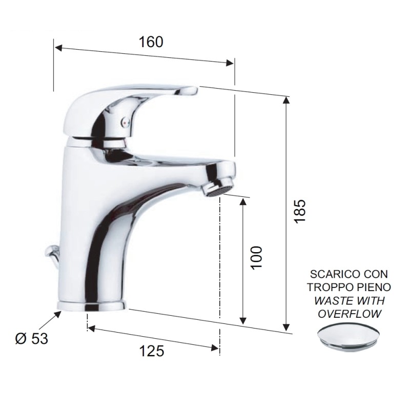 Rubinetto monocomando per lavabo- serie project Remer P11