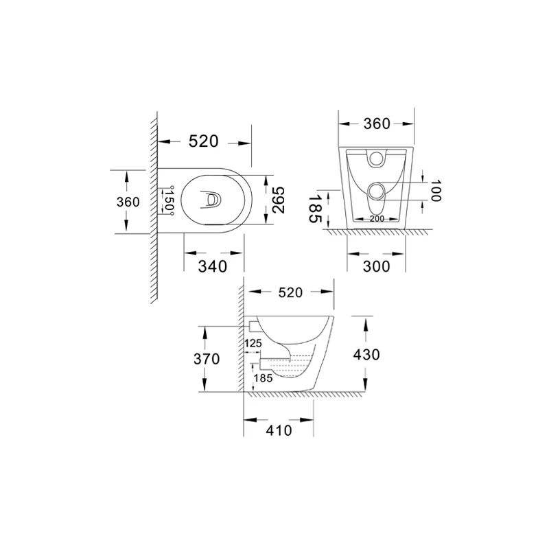 Vaso rimless filo muro LINPH Genziana