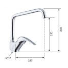 Rubinetto lavello con bocca alta a u girevole - serie project Remer P42U