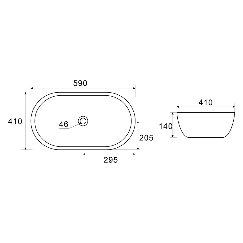 Lavabo da appoggio LINPH LA 69 59x41 cm