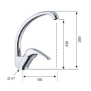 Rubinetto lavello con bocca alta a c girevole, modello corto - serie project Remer P42C