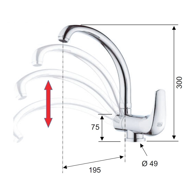 Rubinetto sottofinestra lavello - serie project Remer P42R