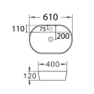 Lavabo da appoggio LINPH cm 81x41 Bianco lucido