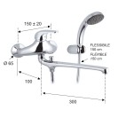 Rubinetto lavabo/vasca con bocca fusa lunga e kit doccia - serie project Remer P49