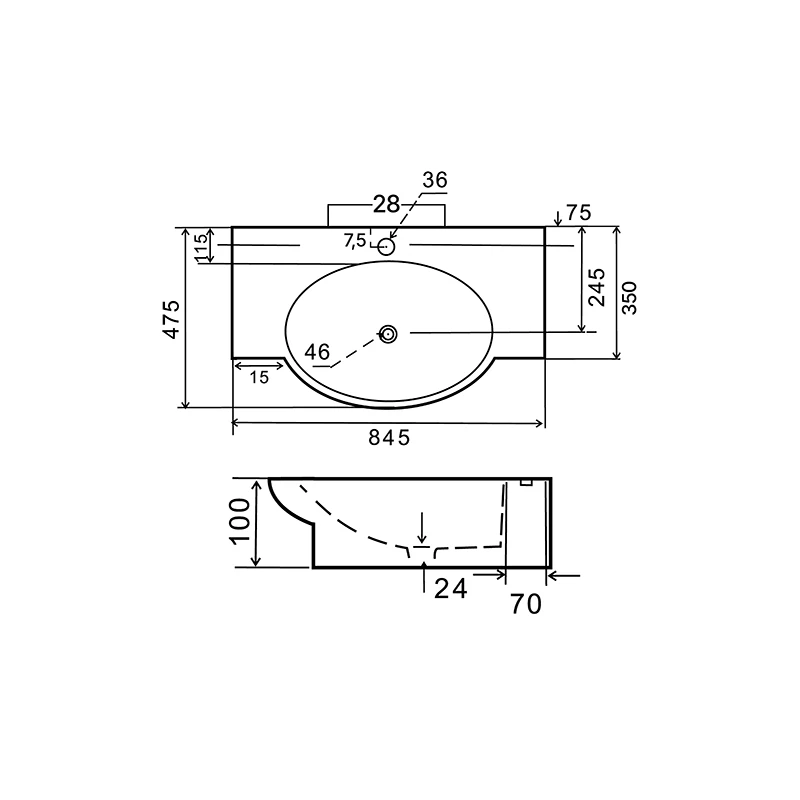 Lavabo a parete LINPH LP962 84,5x47,5