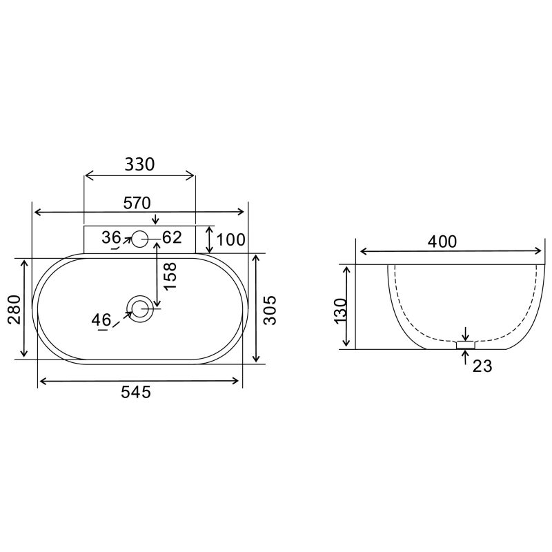 Lavabo a parete LINPH mod. 964 57x40